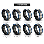 font options for inside engraving on black & blue & silver mermaid trident rings