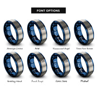 font options for inside engraving on blue & silver mermaid trident rings