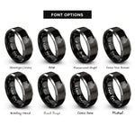 font options for inside engraving on black & gray mesa butte contours rings