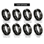 font options for inside engraving on black & gray mesh wheel rings