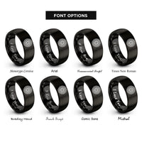 font options for inside engraving on black mesh wheel rings
