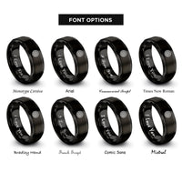 font options for inside engraving on black mesh wheel rings