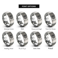font options for inside engraving on grey mesh wheel rings