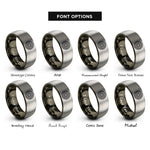 font options for inside engraving on gunmetal & silver mesh wheel rings
