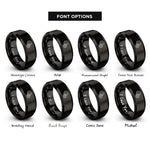 font options for inside engraving on black meshed gears rings