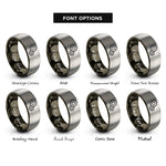font options for inside engraving on gunmetal & gray meshed gears rings