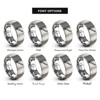 font options for inside engraving on grey metal file rings