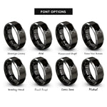 font options for inside engraving on black & grey metal i beam rings