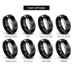 font options for inside engraving on black & silver metal plate rivets rings