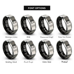 font options for inside engraving on black & silver metal plate rivets rings