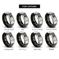 font options for inside engraving on black & silver metal plate rivets rings