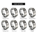 font options for inside engraving on grey metal plate rivets rings