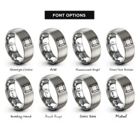 font options for inside engraving on grey metal plate rivets rings