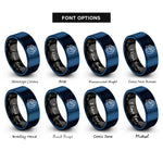 font options for inside engraving on black & blue meteor shower rings