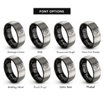 font options for inside engraving on black & grey meteor shower rings