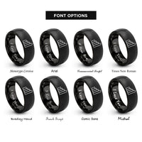 font options for inside engraving on black meter columns rings