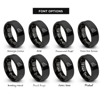 font options for inside engraving on black meter columns rings