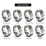 font options for inside engraving on silver meter columns rings