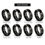 font options for inside engraving on black & silver meter needles rings