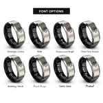 font options for inside engraving on black & gray meter needles rings