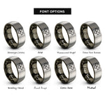 font options for inside engraving on gunmetal & silver meter needles rings