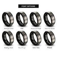 font options for inside engraving on black & silver methane molecule rings