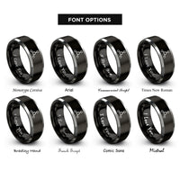 font options for inside engraving on black & silver methane molecule rings