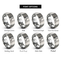font options for inside engraving on gray methane molecule rings