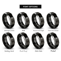 font options for inside engraving on black & grey metronome rings