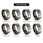 font options for inside engraving on gunmetal & grey mezzaluna rings