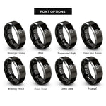 font options for inside engraving on black & silver mia rings