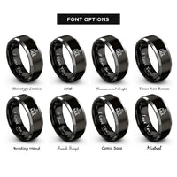 font options for inside engraving on black & silver mia rings