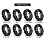 font options for inside engraving on black & silver mic cable rings