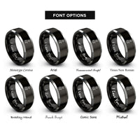 font options for inside engraving on black & silver mic cable rings