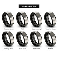 font options for inside engraving on black & silver mic cable rings