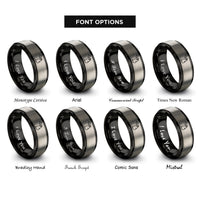 font options for inside engraving on black & silver michigan rings
