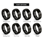 font options for inside engraving on black michigan rings