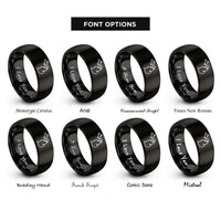 font options for inside engraving on black michigan rings