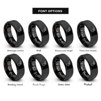 font options for inside engraving on black michigan rings