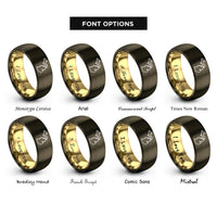 font options for inside engraving on gunmetal & gold michigan rings