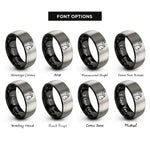 font options for inside engraving on black & gray michigan peninsula rings