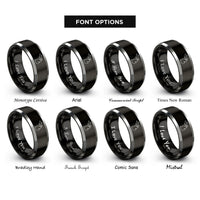font options for inside engraving on black & silver michigan peninsula rings