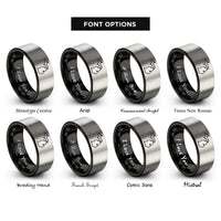 font options for inside engraving on black & grey michigan peninsula rings
