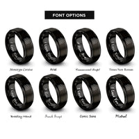 font options for inside engraving on black micro honeycomb texture rings