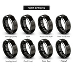 font options for inside engraving on black & grey micro usb plug rings