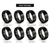font options for inside engraving on black micro usb plug rings