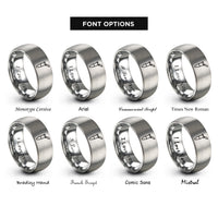 font options for inside engraving on grey microcentrifuge tube rings