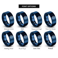 font options for inside engraving on blue microchip rings