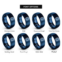 font options for inside engraving on blue microchip rings
