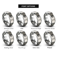 font options for inside engraving on grey microchip rings